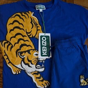 Kenzo Blue and Yellow Tiger Graphic Set